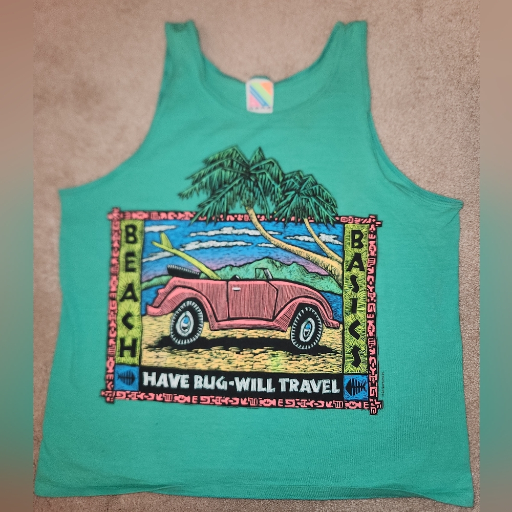 Vintage Mens Surf Gear Tank Top Beach Basics XL